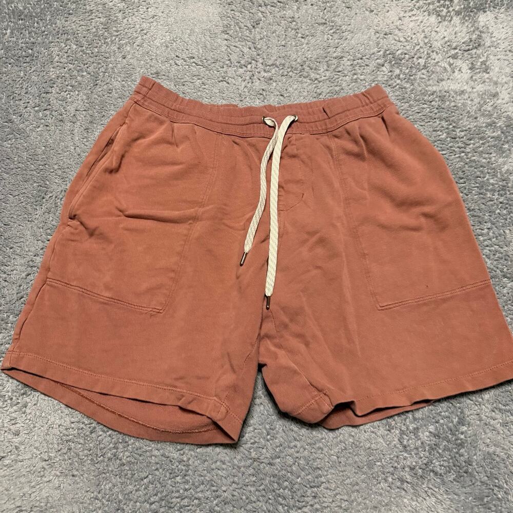 Vuori Vital Shorts Mens Large Red French Terry Sweat Gym Comfort Athletic V378